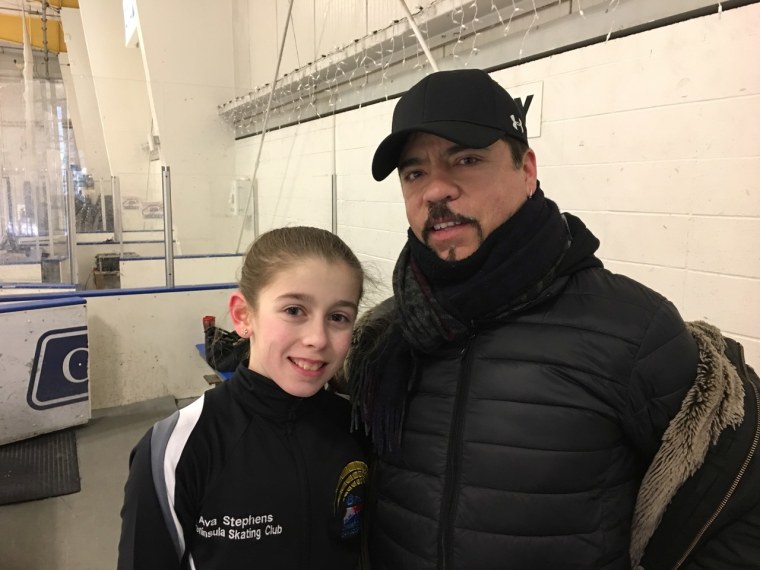 Rudy Galindo with figure skater Ava Stephens, who recently competed at the U.S. National Championships.