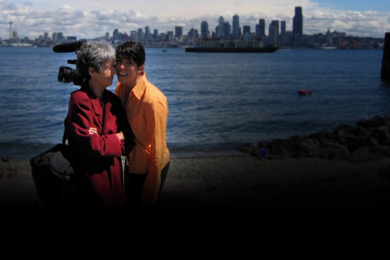 Maria Irene Fornes and filmmaker Michelle Memran in Seattle, 2005.
