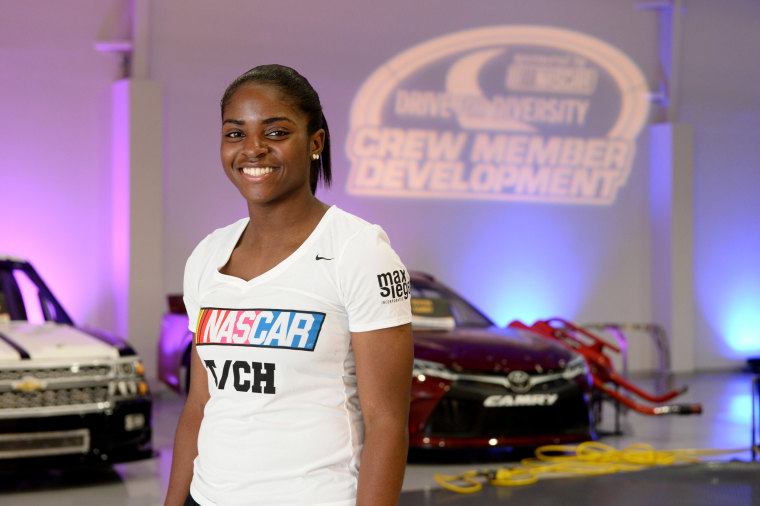 Image: Brehanna Daniels during the D4D Pit Crew Combine at NASCAR Research and Development Center on May 27, 2016 in Concord, North Carolina.