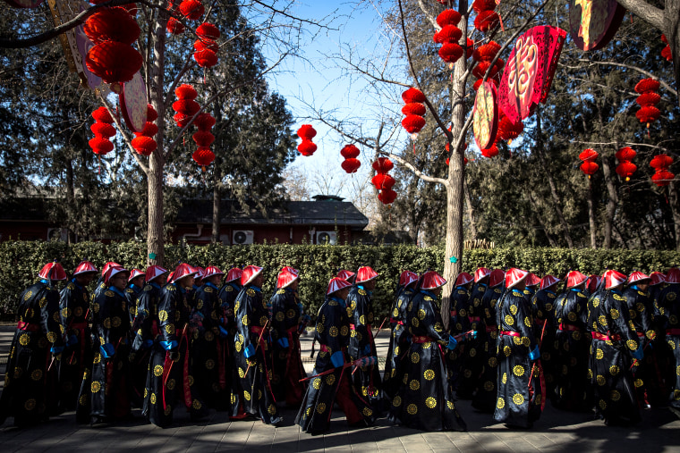 Image: The Chinese Lunar New Year, or Spring Festival, performance rehearsal at Ditan Park