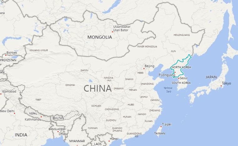 Image: Map showing North Korea and neighbors
