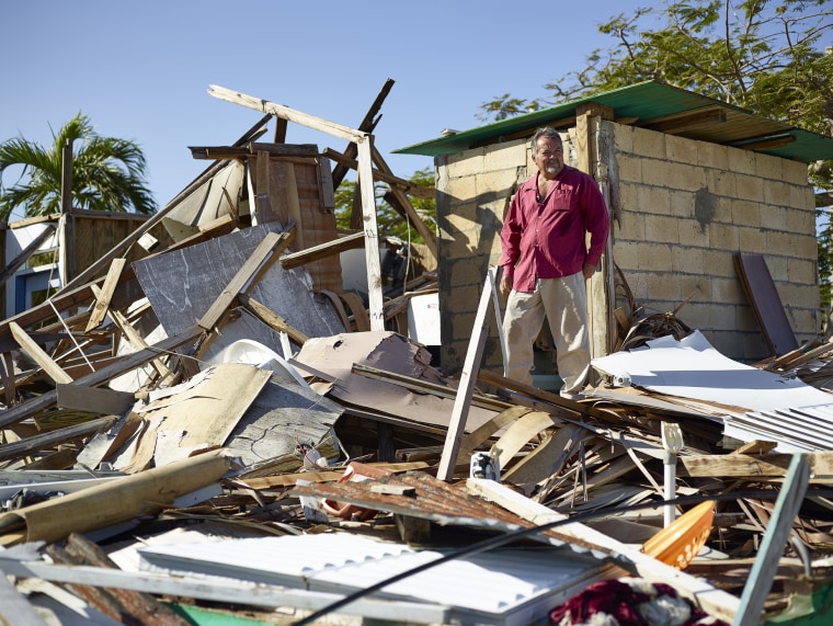 Image: The roof of Roberto's home was destroyed by Hurricane Irma in Isabela, Puerto Rico