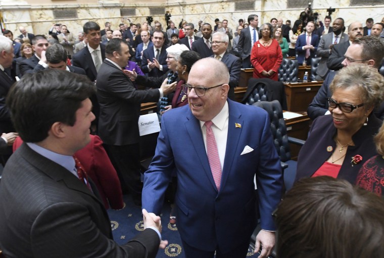 Image: Larry Hogan greets delegates