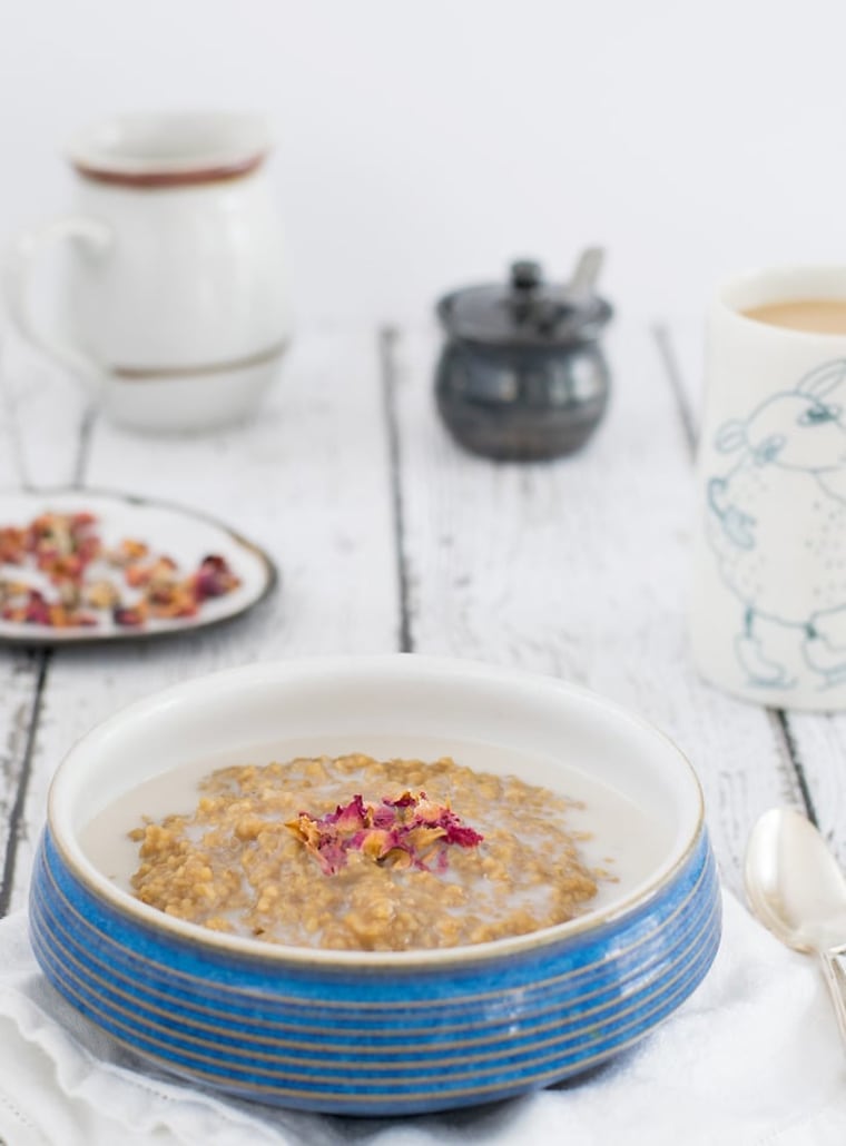 Vegan Earl Grey Oatmeal with Rose Water