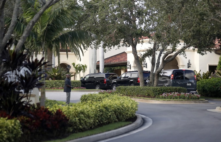 The motorcade for President Donald Trump arrives at the Trump National Golf Club on Nov. 24, 2017 in Jupiter, Fla.