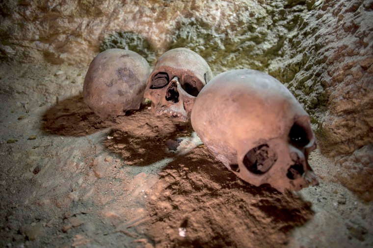 Image: Skulls sit at a recently found ancient Egyptian cemetery, in Minya province, 245 km south of Cairo, Egypt, on Feb. 24, 2018.