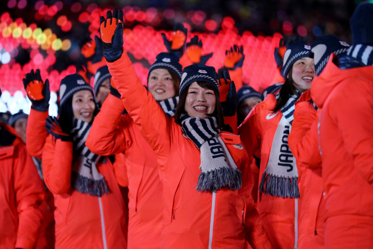 Team Japan walks in the Parade of Athletes.