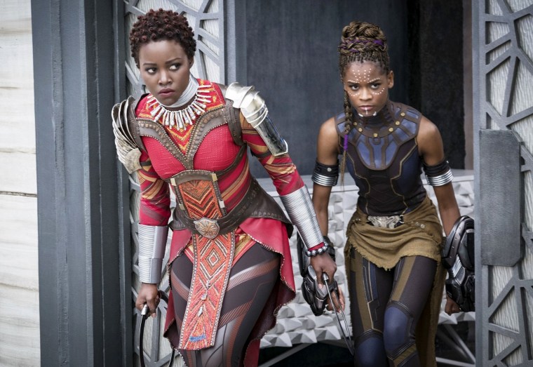 Lupita Nyong'o stars as Nakia and Letitia Wright stars as Shuri in Walt Disney Pictures' Black Panther (2018)