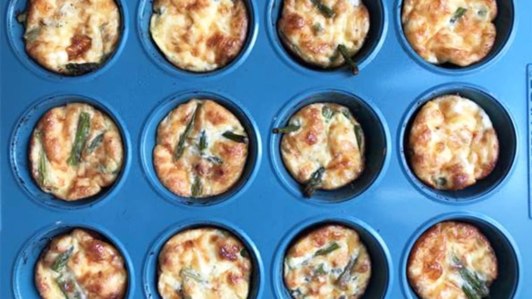 Try these mini asparagus and cheddar frittatas for a keto-friendly breakfast choice.