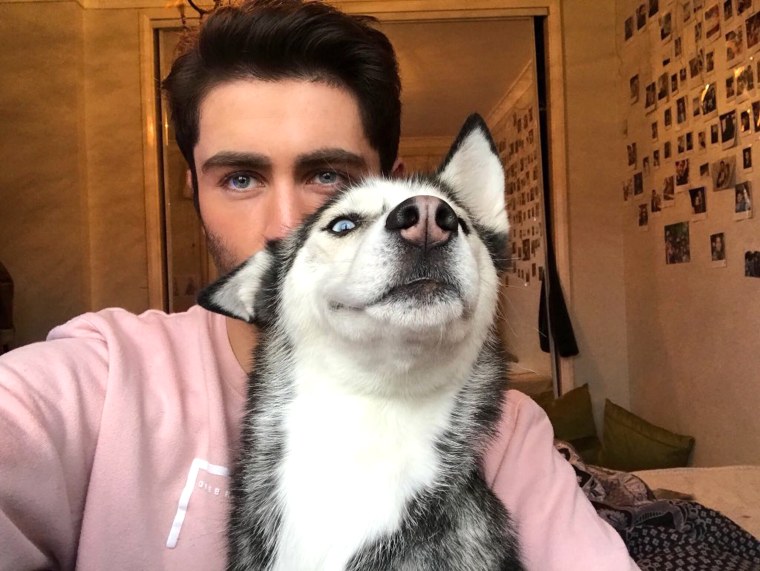 Liam Rice and his pet dog Luna