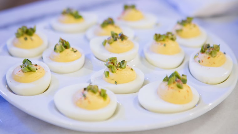 Seamus Muller makes deviled eggs