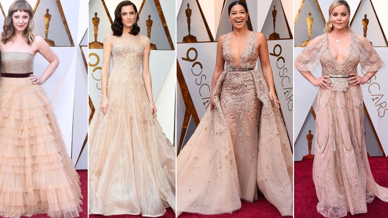 Emily V. Gordon, Allison Williams, Gina Rodriguez and Abbie Cornish show how fabulous a flesh-toned gown can look. 