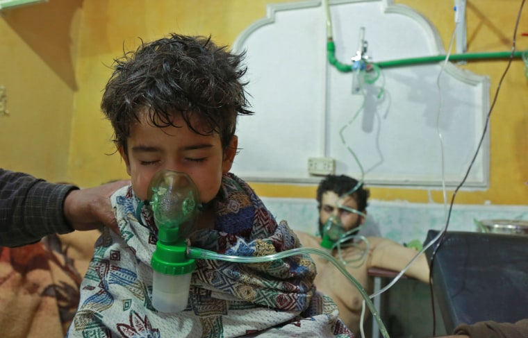 Image: Child receives treatment in eastern Ghouta on Sunday