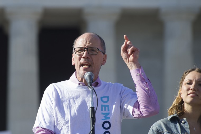 Image: Tom Perez addresses the Women's March in Washington