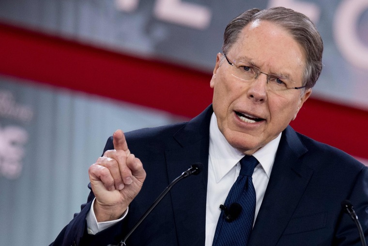 Image:  Wayne LaPierre speaks during the 2018 Conservative Political Action Conference