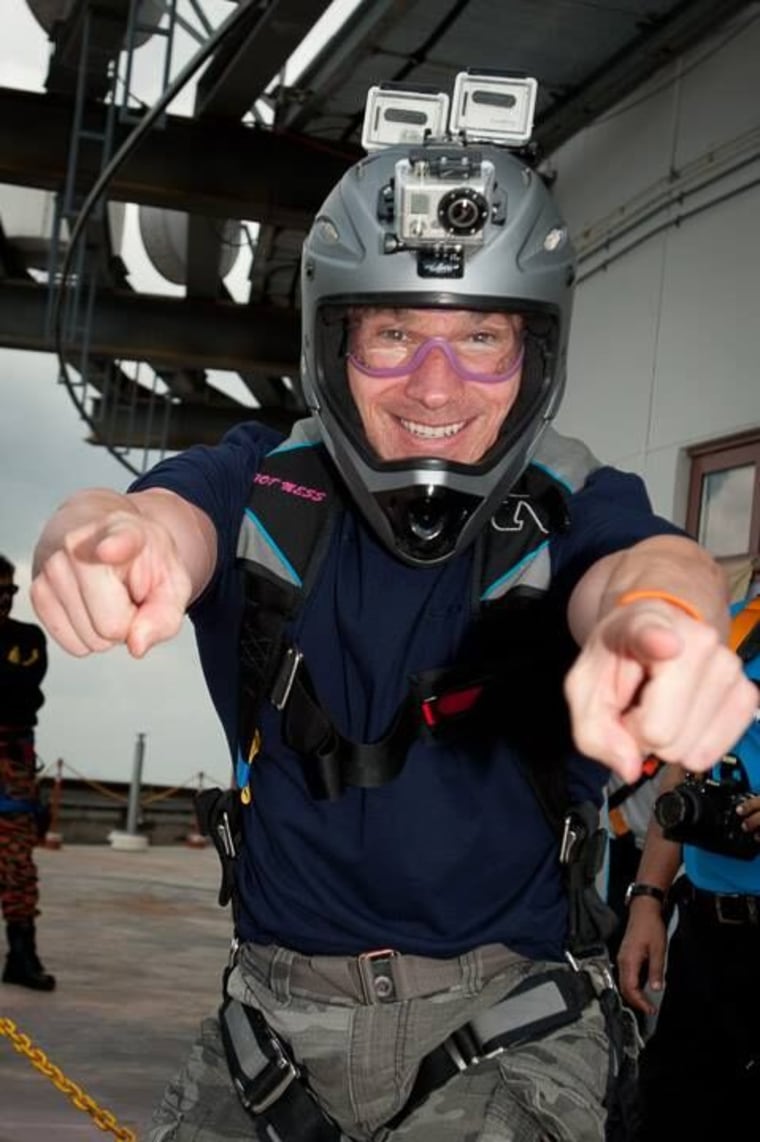 Donald pictured with his trusty GoPro where he would film many of his skydiving adventures.