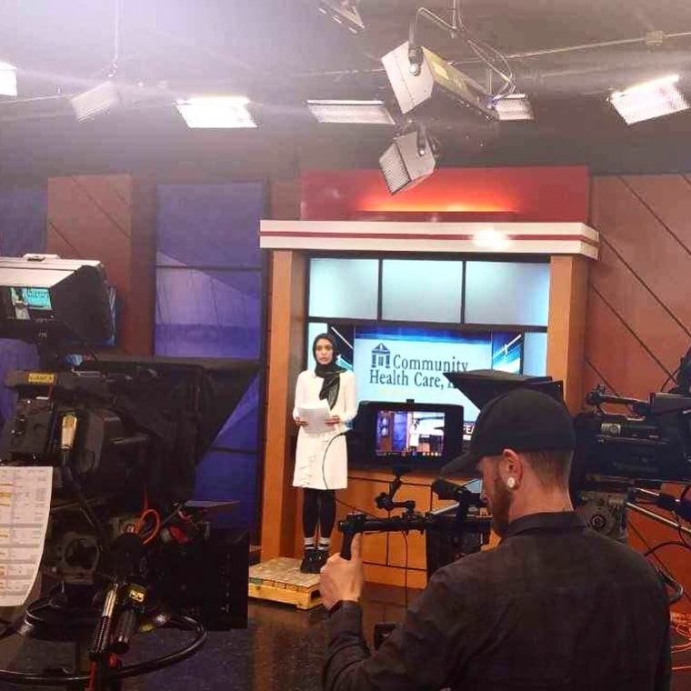 First hijab-wearing TV reporter