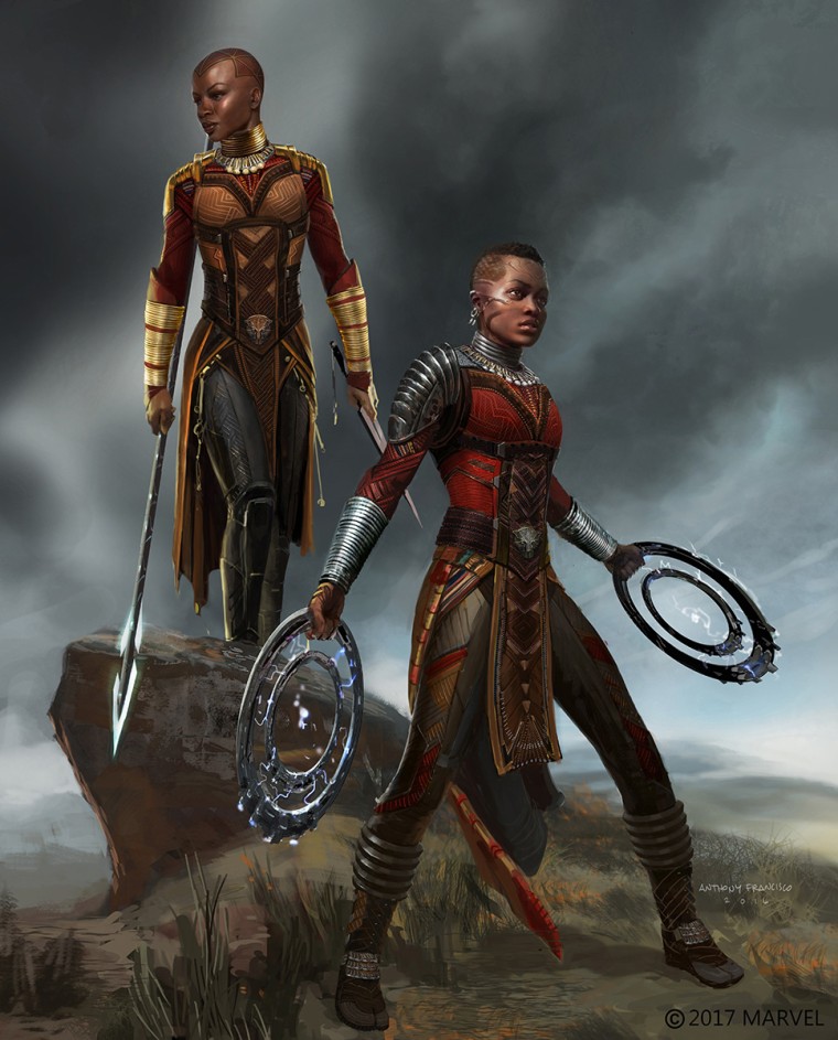Art of "Dora Milaje" warriors from Marvel Studios' "Black Panther."