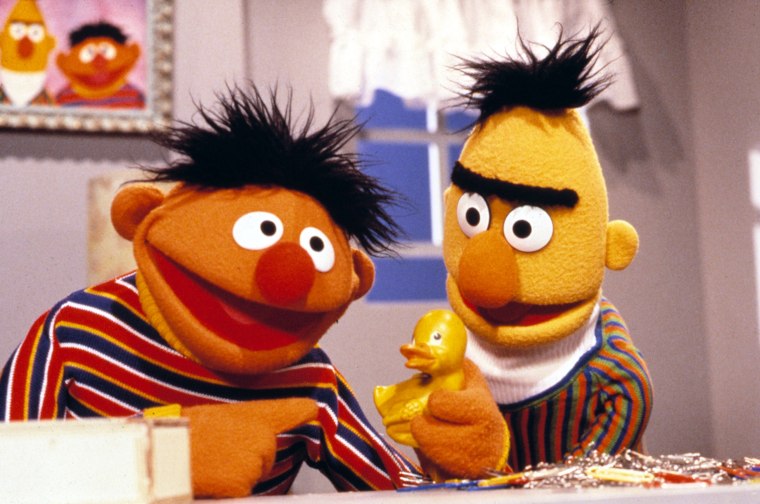 SESAME STREET, Ernie with his Rubber Ducky, and Bert,  1969