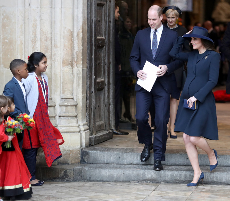 Catherine, Duchess of Cambridge and Prince William, Duke of Cambridge depart from the 2018 Commonwealth Day service at Westminster Abbey on March 12, 2018 in London.
