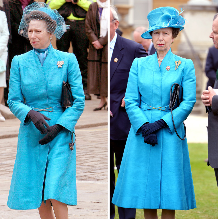 Princess Anne in turquoise coatdress