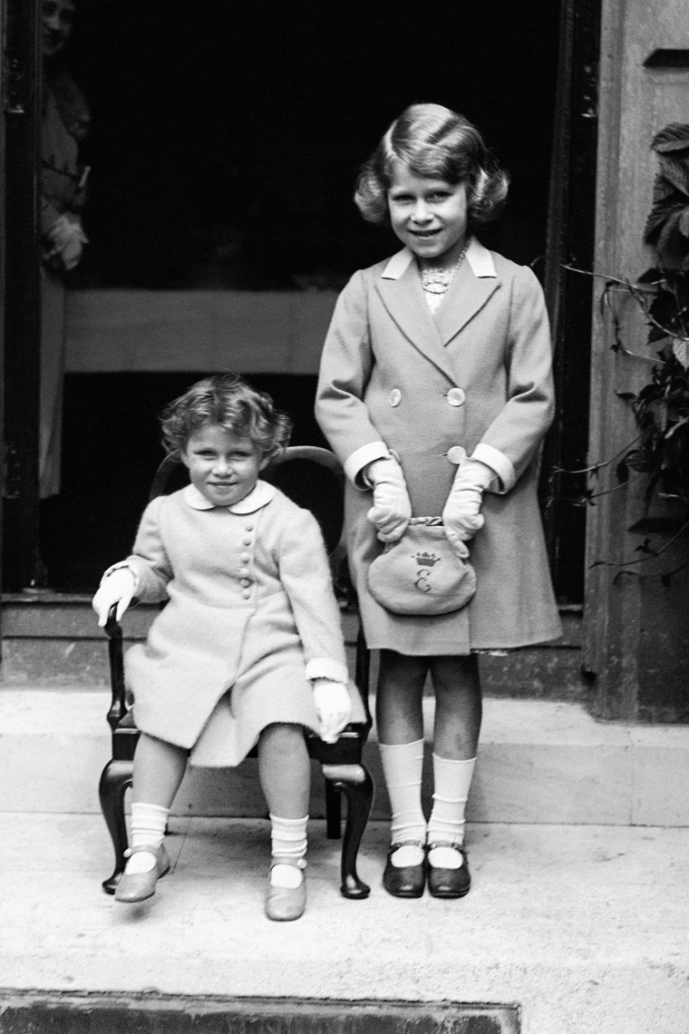Two-year-old Princess Margaret (seated) with her sister Princess Elizabeth, aged seven in 1933. Queen Elizabeth, christened Elizabeth Alexandra Mary, was the first child of King George VI and Queen Elizabeth born on April 21,  1926 in Mayfair, London. At birth she was third in line to the throne, but after her father died in 1952 she became Queen and her reign to date is the second longest of any British monarch.