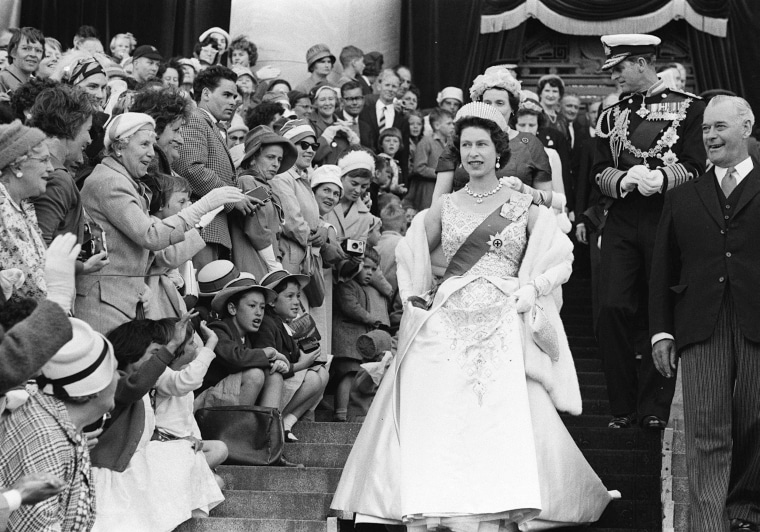 Queen Elizabeth and Prince Philip during a state visit to New Zealand on Feb. 1963.