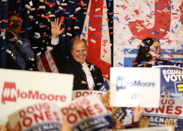 Image: Democratic Senate Candidate Doug Jones Holds Election Night Watch Party In Birmingham