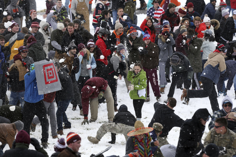 Image: Snowball fight at Virginia Tech