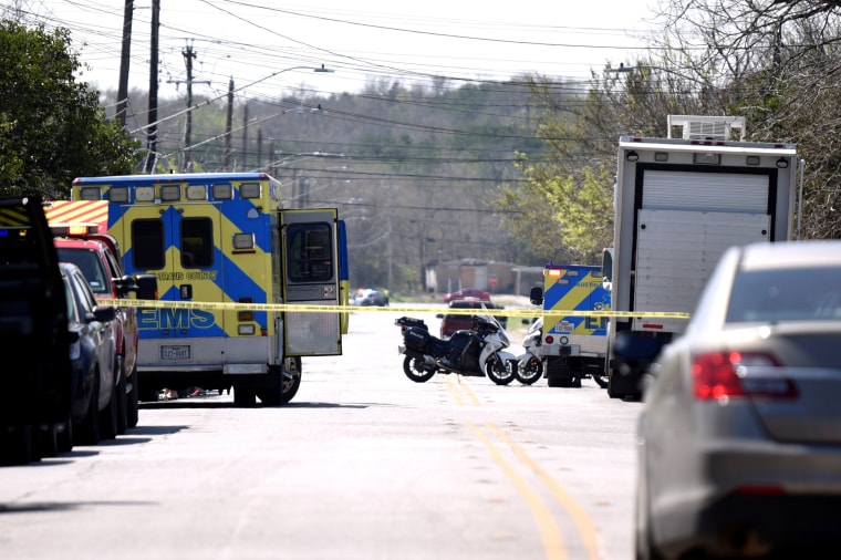 Image: Police attend the scene of an explosion on Galindo Street in Austin