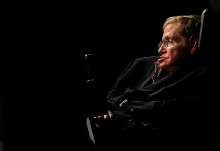Image: Theoretical physicist Stephen Hawking addresses a public meeting in Cape Town