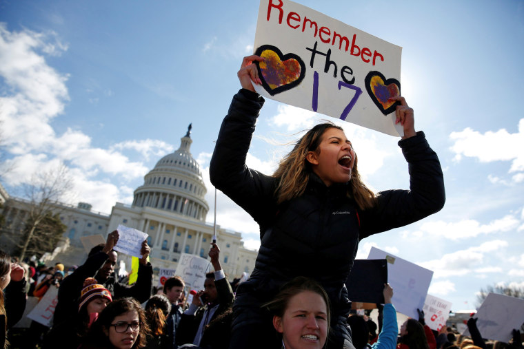 Image: Students from Washington, DC-area schools protest for stricter gun control during walk out by students at the U.S. Capitol in Washington