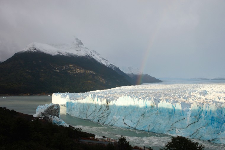 Image: A rainbow appears over the Perito Moreno glacier