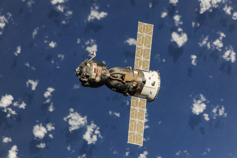 Image: The Soyuz TMA-08M spacecraft departs from the International Space Station's Poisk Mini-Research Module 2 (MRM2) and heads toward a landing in a remote area near the town of Zhezkazgan, Kazakhstan, on Sept. 11, 2013 (Kazakhstan time). Russian cosmon