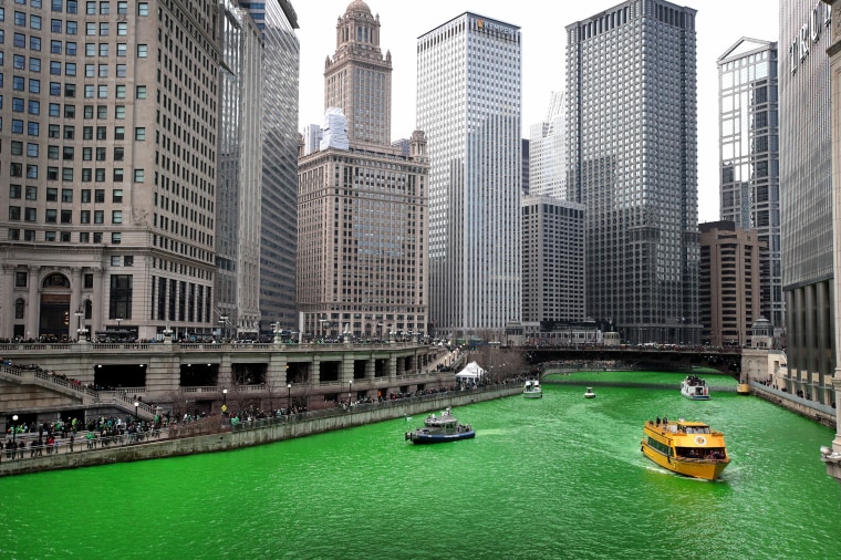 Image: Chicago River Dyed Green In Annual Tradition For St. Patrick's Day