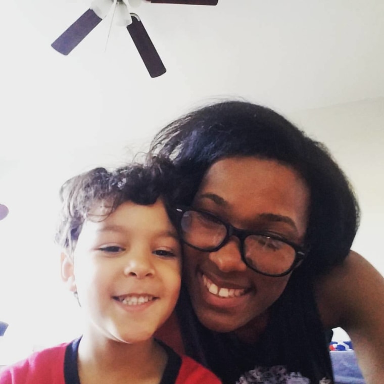 Writer Sa'iyda Shabazz, pictured here with her 4-year-old son, said of "Black Panther," "Someone took the time to give them someone they can relate to. It's more than just admiring the superhero because they saved the world from the bad guys; it's because they saved the world from the bad guys in skin that is brown." 