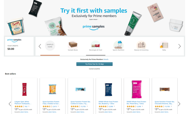 Prime samples homepage