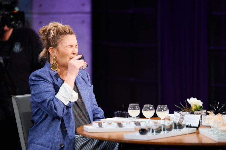 Drew Barrymore plays "Spill Your Guts or Fill Your Guts" with James Corden on "The Late Late Show."