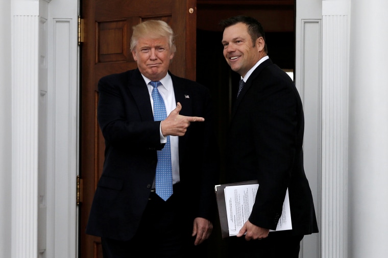 Image: Trump stands with Kansas Secretary of State  Kobach