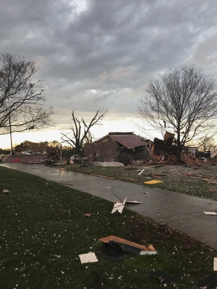 Scattered debris covers the ground in Ardmore, Alabama, on March 19. Severe storms that spawned tornadoes damaged homes and downed trees as they moved across the Southeast on Monday night.