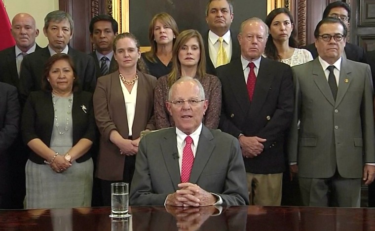 Image: Peru's President Pedro Pablo Kuczynski is seen announcing his resignation at the Presidential Palace in this still image from video