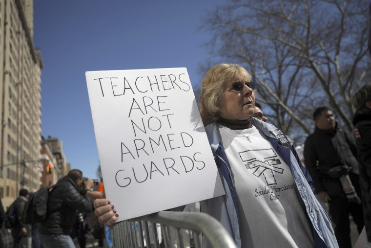 Image: Protesters attend the March For Our Lives just north of Columbus Circle in New York City on March 24, 2018.