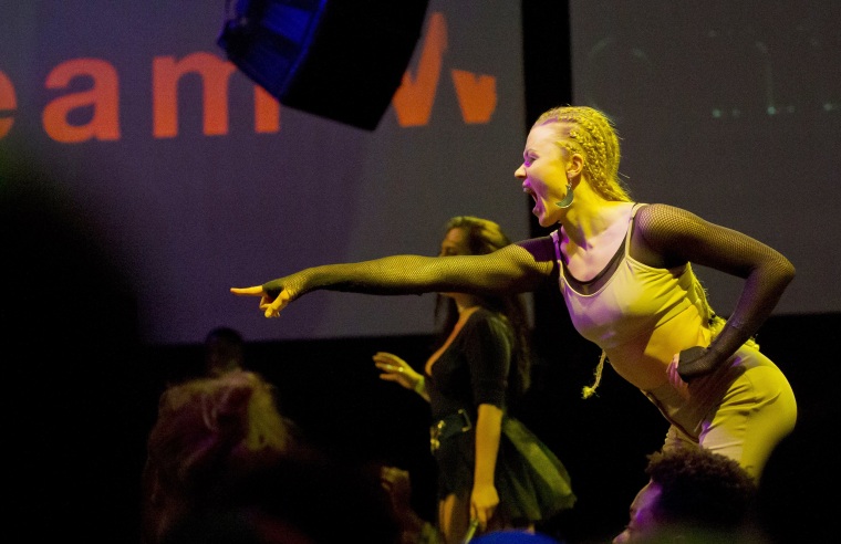 Image: A voguing ballroom dancer performs on stage during a competition Paris