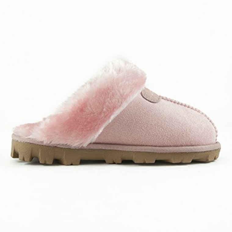 CLPP'LI Women's slip-on faux fur warm winter mules in Pink