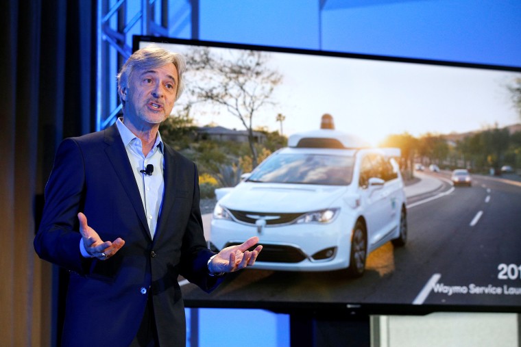 Image: Krafcik CEO of Waymo is pictured during the unveiling of a driverless car in the Manhattan borough of New York City