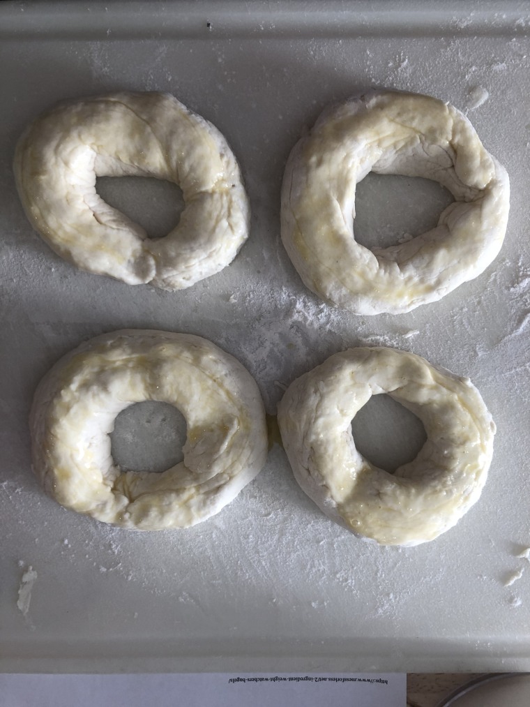 This bagel dough is made with just two ingredients: self-rising flour and Greek yogurt.