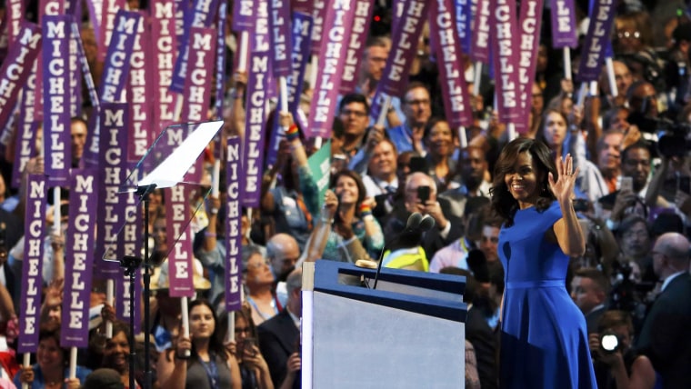Image: Michelle Obama addresses the Democratic National Convention in Philadelphia