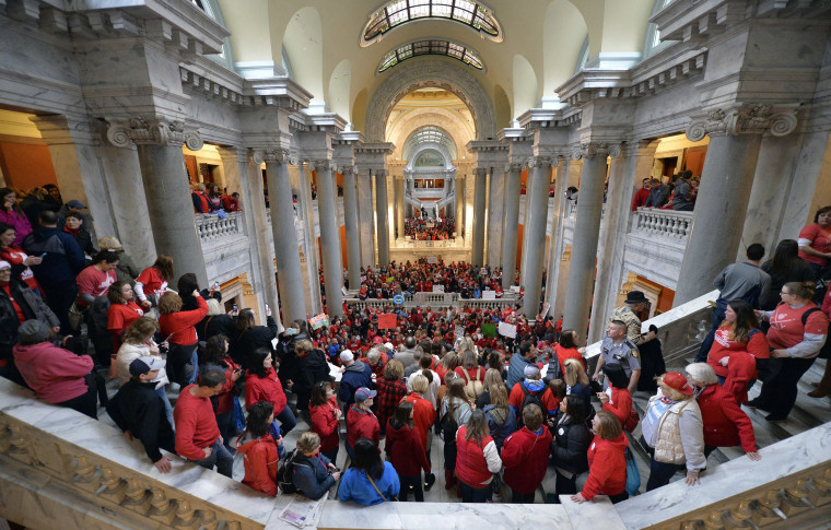 Image: Thousands of teachers from across Kentucky fill the state Capitol
