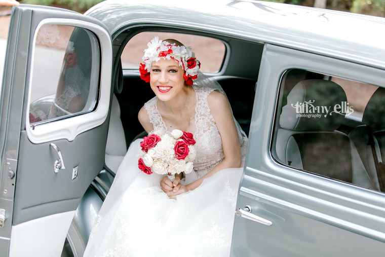 Laurin Long on her wedding day. Laurin is battling cancer.