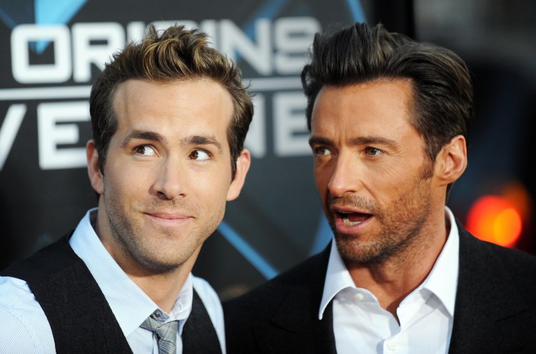 Cast members Ryan Reynolds (R) and Hugh